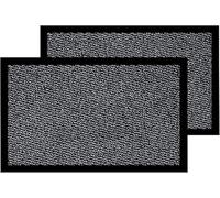 Heavy Duty Rubber Door Mat Indoor & Outdoor Dirt Trapper Barrier Floor Mat Kitchen Mats Non Slip Washable Entrance Rug Shoes Scraper Super Absorbent Front Doormats (Grey, 90 X 120 (Pack of 2)