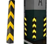 Heavy Duty Rubber Garage Wall Corner Guards with Reflective Yellow Stripe - 8pcs L-Shaped 31.5” Edge Protectors for Parking Safety, Car Bumper & Warehouse Corne