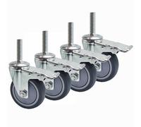Heavy Duty Rubber Replacement Wheels for Trolleys 4 Pack M12 x 60mm Swivel Casters Lockable & Silent Industrial Grade Ideal for Moving Heavy Loads