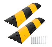 Heavy Duty Rubber Speed Bumps - 3.3Ft Modular Driveway Humps with Bolt Spikes for Asphalt and Concrete, Supports 25000LB