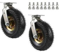 Heavy-Duty Rubber Swivel Caster Wheels, Pneumatic Air Wheels - 6/8/10 Inch, 900 lbs Load Capacity