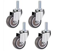 Heavy-Duty Rubber Swivel Casters M12 x 25mm with Threaded Stem 2.5-Inch Wheels for Furniture Trolley Workbench Garage Chair Pack of 4