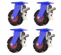 Heavy Duty Rubber Swivel Casters Set of 4 6" 8" 10" 12" with Double Locking Brake 2000 LB Load Capacity Durable & Flexible Mobility Solutions for Heavy Objects