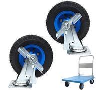 Heavy Duty Rubber Swivel Casters With Brakes Set Of 2 440 Lb Load Capacity Industrial Fixed Wheels Quiet Movement Perfect For Furniture & Equipment-Brake-200mm/8in