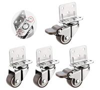 Heavy-Duty Rubber Swivel Casters with L-Bracket, 5-Hole Mounting, Ball Bearings, 80kg Capacity, Ideal for Racks & Cribs, Set of 4 with Brakes