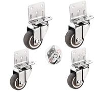 Heavy-Duty Rubber Swivel Casters with L-Bracket 80kg Capacity 5-Hole Installation Ball Bearings 4-Pack with Brakes - Ideal for Carts Racks Cribs