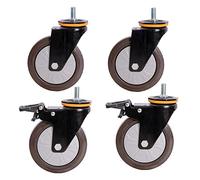 Heavy Duty Rubber Swivel Casters with M12 Thread 7.6 12.7 cm Max Load 500kg Quiet Dustproof with Brake Ideal for Industrial Trolley and Equint