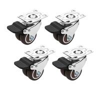 Heavy Duty Rubber Swivel Castor Wheels Set of 4, 50mm Quiet Furniture Casters with Brakes, Easy to Install for Sofas, Cribs, Trolleys & Moving Furniture