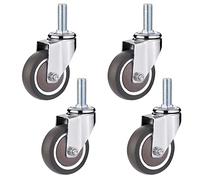 Heavy Duty Rubber TPE Swivel Casters for Shopping Carts M10 x 25mm Threaded Replacement Wheels Universal Fit for Baby Cribs Furniture Tables Set of 4 (Ø 75mm)