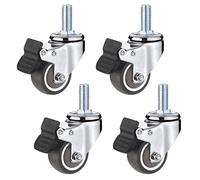 Heavy Duty Rubber TPE Swivel Casters for Shopping Carts Replacement Wheels with M10 x 25 mm Threaded Stem Ideal for Baby Cribs Furniture Tables 4 Pack (Brake Ø 50 mm)