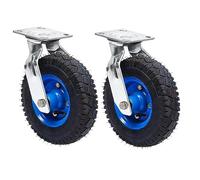 Heavy Duty Rubber Trolley Wheels Pneumatic Swivel Casters with Brakes Noise-Reducing Fixed Castor Wheels for Furniture & Equipment Mobility