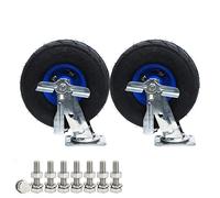 Heavy-Duty Rubber Wheel Set - 8 & 10 Inch Pneumatic Swivel Wheels with Side Brakes for Outdoor Use, Perfect for Carts, Dollies, and Equipment
