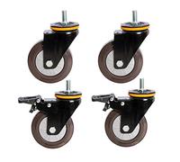 Heavy Duty Rubber Wheels M12 Thread 3 5 Inch 500Kg Furniture Casters with Brake Dustproof Industrial Transport Wheels 360° Swivel for Trolleys 4 Pack
