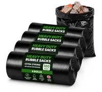 Heavy Duty Rubble Sacks, 100 Extra Strong Black Builders Waste Bags