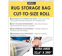 Heavy-Duty Rug Storage Bag - Extra-Long 390” Roll, Cut-to-Use Convenience - Waterproof & Tear-Resistant Plastic Rug Cover - Fits Multiple Rugs (Up to 9x12) - Durable Moving & Storage Solution