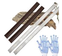Heavy Duty Ruler Self Defense, Stainless Steel Double Sided Meter Stick Dual Scale Unit of Measurement: Inch & Cm, Measuring Tool with Holster for Easy Measurements for Architects (3 mm + 5 mm)