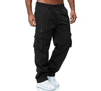 Heavy Duty Safety Combat Cargo Pants Black Trousers Men Work Elastic Waisted Regular Fit Multi Pockets Scruffs Grey (Black, XXL)