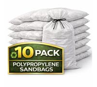 Heavy Duty Sandbags Pack of 10 - 33 x 76 cm (13" x 30") Polypropylene Reusable Flood Defense Bags for Construction, Debris & Garden Waste