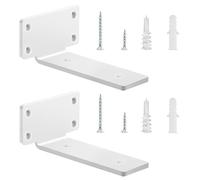 Heavy-Duty Scaffold Board Shelf Brackets 15cm, 2 PCS Metal Floating Shelf Brackets, Industrial Wall Mounted Shelf Support for Floating Shelves | White