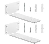 Heavy-Duty Scaffold Board Shelf Brackets 20cm, 2 PCS Metal Floating Shelf Brackets, Industrial Wall Mounted Shelf Support for Floating Shelves | White