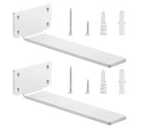 Heavy-Duty Scaffold Board Shelf Brackets 25cm, 2 PCS Metal Floating Shelf Brackets, Industrial Wall Mounted Shelf Support for Floating Shelves | White