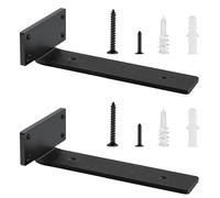 Heavy-Duty Scaffold Board Shelf Brackets 25cm, 2 PCS Metal Floating Shelf Brackets, Industrial Wall Mounted Shelf Support for Floating Shelves | Black