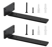 Heavy-Duty Scaffold Board Shelf Brackets 30cm, 2 PCS Metal Floating Shelf Brackets, Industrial Wall Mounted Shelf Support for Floating Shelves | Black