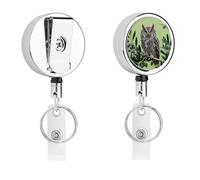Heavy Duty Scops Owl on Olive Branch Badge Reel with 360° Swivel Alligator Clip & 24" Retractable Nylon Cord Lightweight Name Badge Holder for Nurse Teacher Office Worker Id Card Decor