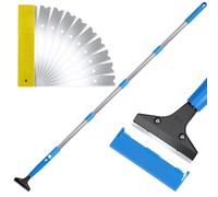 Heavy Duty Scraper Tool, Extendable Wallpaper Remover with 10 Blades, Adjustable Pole (8" to 66"), Floor & Tile Scraper for DIY, Glass Cleaning - Durable & Rust-Resistant