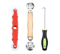 Heavy Duty Screen Installation Tool Set Wooden Handle Spline Roller Rubber Hook for Meshes Replacement and Repair Concave Convex Roller for Screen Seal
