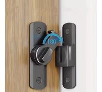 Heavy Duty Security Door Lock 1pc - Anti-Pry Bolt Lock with 90°/180° Adjustable Sliding Insert, Commercial Residential Grade, Manual Operation, Includes Screws，Black