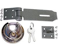 Heavy Duty Security Set Hasp and Staple 70mm Disc Round Padlock 2 Keys