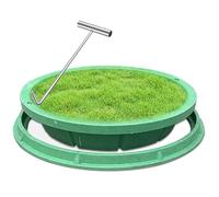 Heavy-Duty Septic Tank Lid Covers 24" 26" 30" 40" - Round Hidden Sewage Manhole Cover with Frame Grass Top Recessed Design for Drain Field and Yard (Dia 23-3/5")