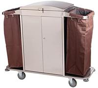 Heavy Duty Serving TrolleyCommercial Linen & Laundry Storage Cart on Wheels SpaceSaving Design with Curved Stainless Steel Door Cover Ideal for Hotels & Housekeeping
