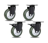 Heavy-Duty Set of 4 3-Inch Swivel Wheels, Industrial Rubber Casters with Double Ball Bearings & Shock Absorption for Smooth Mobility and Durability