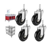 Heavy Duty Set of 4 Rubber Casters M8 x 25 mm & M10 x 25 mm 6.3 cm Wheels for Industrial Trolleys Ideal for Heavy Loads and Fur Carts Durable and Reliable