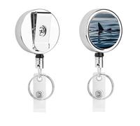 Heavy Duty Shark Fin Water Badge Reel with 360° Swivel Alligator Clip & 24" Retractable Nylon Cord Lightweight Name Badge Holder for Nurse Teacher Office Worker Id Card Decor