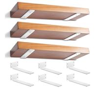 Heavy Duty Shelf Bracket 6 Pack, Wall Mounted Angle Floating Shelf Brackets 25cm, Metal Shelf Support for Shelves Support Wall Hanging（1/5"-Thick | White）