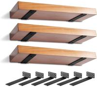 Heavy Duty Shelf Bracket, Rustic Floating Shelf Bracket for Shelves Wall Mounted, 6Pcs Industrial Black Shelf Brackets (12Inch-6Pack)