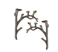 Heavy Duty Shelf Bracket Vintage Gold 2 Pcs,Metal Industrial Wall Decorative,Cast Iron Wall Hanging Triangle Shelf Support,Bedroom/Kitchen/Office Shelves