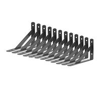 Heavy Duty Shelf Brackets 12 Packs Eau L Corner Brace Black 4 X 6 Inch 90 Degree Floating Shelves, Tripod Triangle Shelf Brackets for Floating Wood Shelves