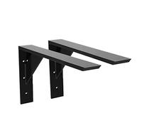 Heavy Duty Shelf Brackets 2 Pack 12" x 10" x 2.5" Black Steel 3/8" Thick Countertop Support Mantel L Bracket for Wood Granite Quartz Countertop