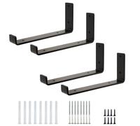 Heavy-Duty Shelf Brackets 4PCS, Wall-Mounted U-Shaped Metal Scaffold Shelf Brackets, Industrial Rural DIY Floating Black Shelves for Floating Shelves, Wall-Mounted Storage Home Decoration Storage