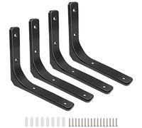 Heavy Duty Shelf Brackets 5 x 6 Inch - 4 Pack L Shape Wall Mounted Metal Brackets for Shelves & Bookshelves, Decorative Support Brackets - Black