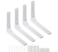 Heavy Duty Shelf Brackets 6 x 8 Inch - 4 Pack L Shape Wall Mounted Metal Brackets for Shelves & Bookshelves, Decorative Support Brackets - White
