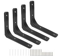 Heavy Duty Shelf Brackets 8 x 10 Inch - 4 Pack L Shape Wall Mounted Metal Brackets for Shelves & Bookshelves, Decorative Support Brackets - Black