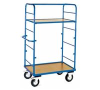 Heavy Duty Shelf Truck; Fixed/Swivel (x2 Braked) Castors; Blue/Veneer