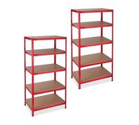 Heavy-duty shelving Modular Shelf Unit 5 Tiers Easy Assembly Red