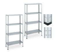 Heavy duty shelving Multipurpose Garage Unit 4 Shelves Silver Easy Assembly