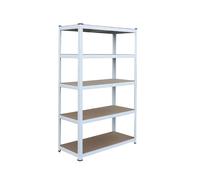 Relaxdays Heavy-Duty Shelving Unit, 5 Shelves, 180x100x40 cm, 875 kg, Basement/Garage, White/Brown